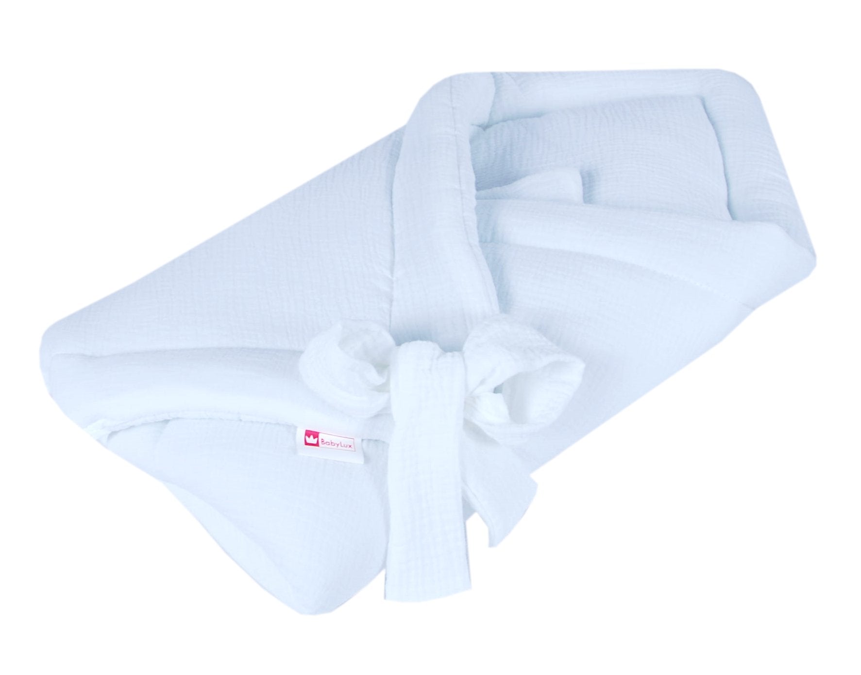 BABYLUX Einschlagdecke Musselin BABYHÖRNCHEN 75 x 75 cm Baby Neugeborene Weiß