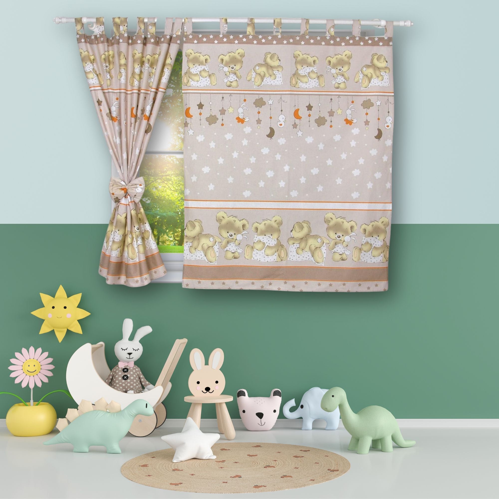 BABYLUX Kinderzimmer VORHÄNGE mit Schlaufen 81. Bäre Beige
