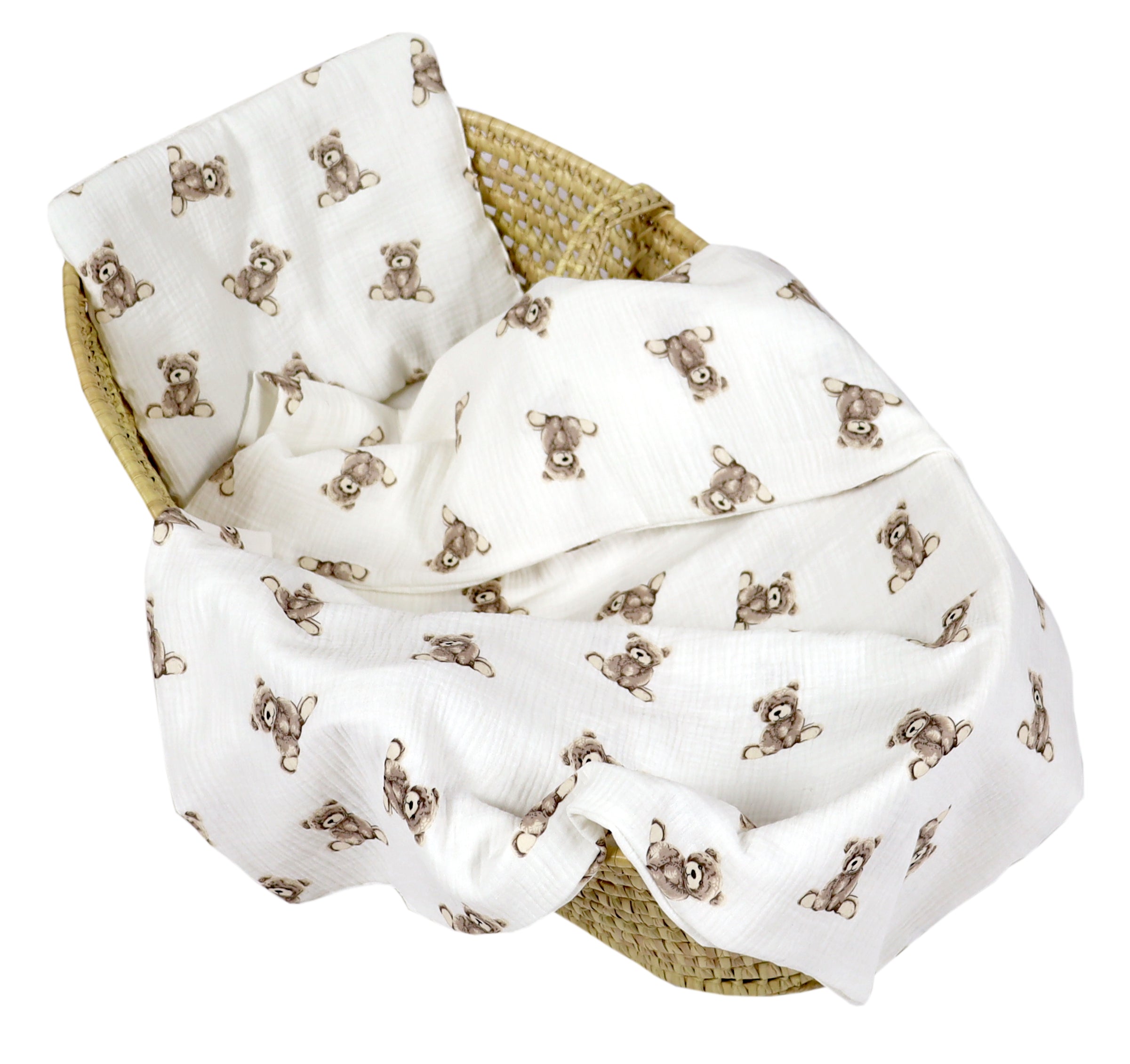 BabyLux Musselin Decke 75 x 100 cm + Kissen für Kinderwagen Wiege Babybett KD6 - Bären