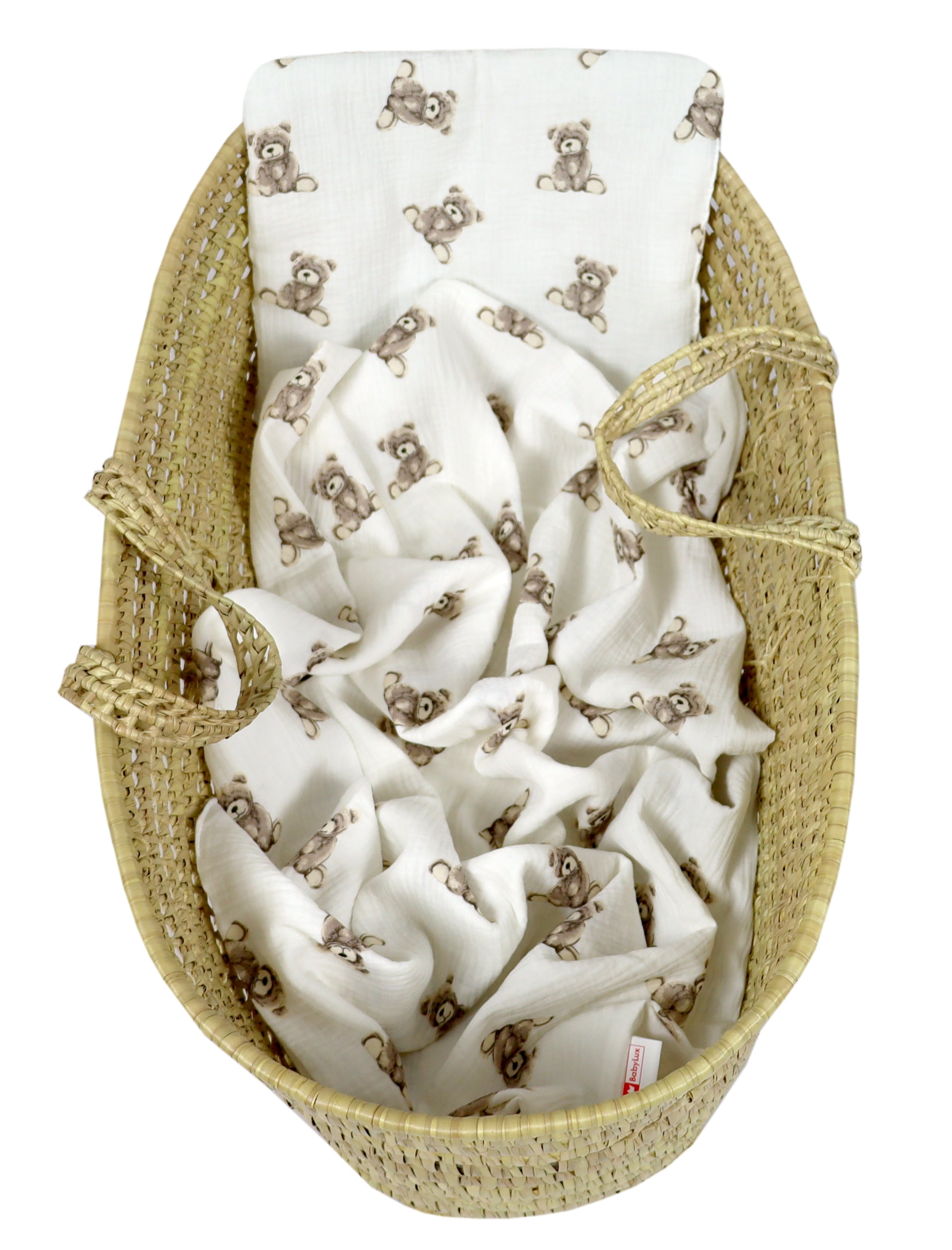 BabyLux Musselin Decke 75 x 100 cm + Kissen für Kinderwagen Wiege Babybett KD6 - Bären