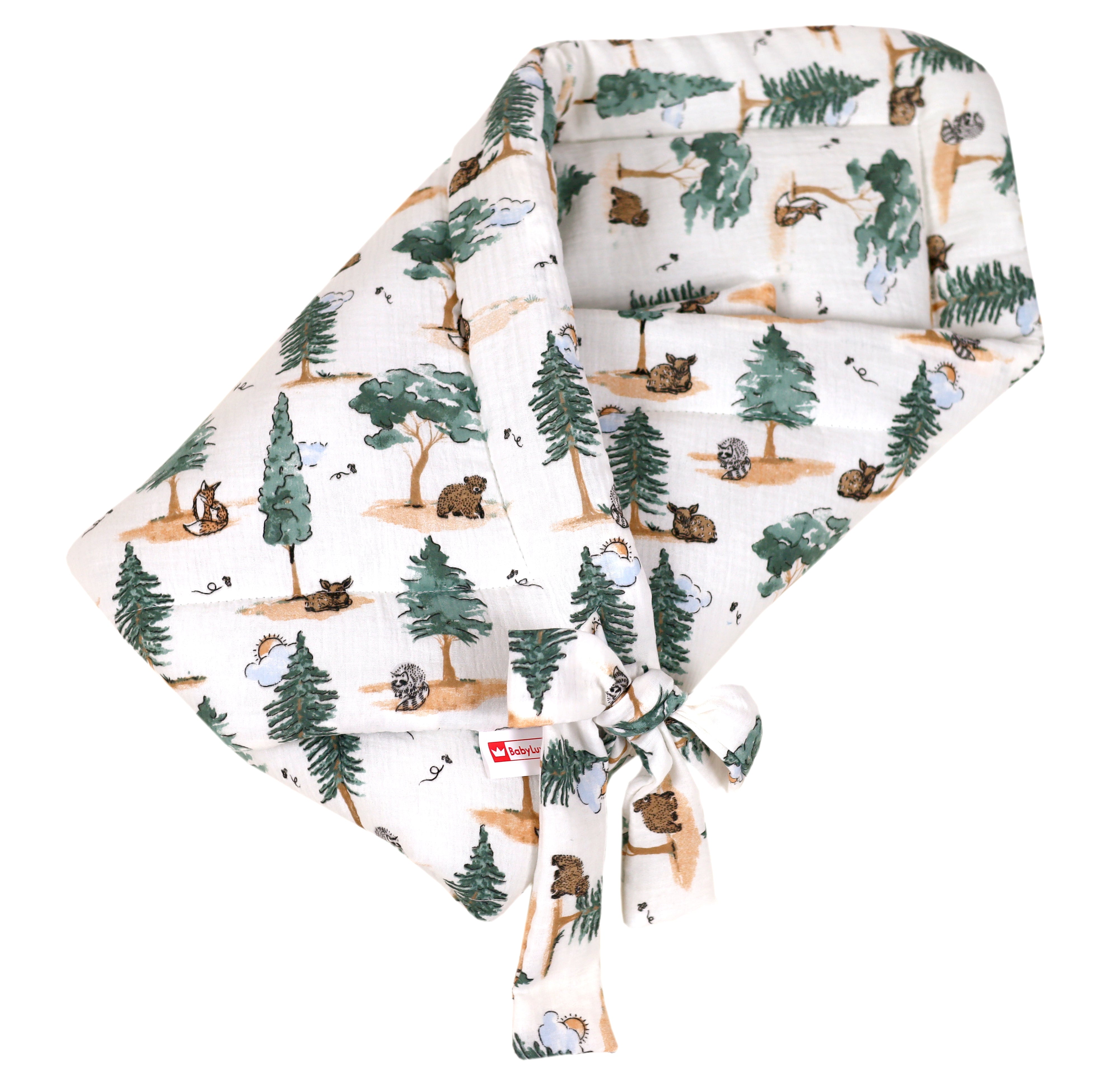 BABYLUX Einschlagdecke Musselin BABYHÖRNCHEN 75 x 75 cm Baby Neugeborene D7 Wald
