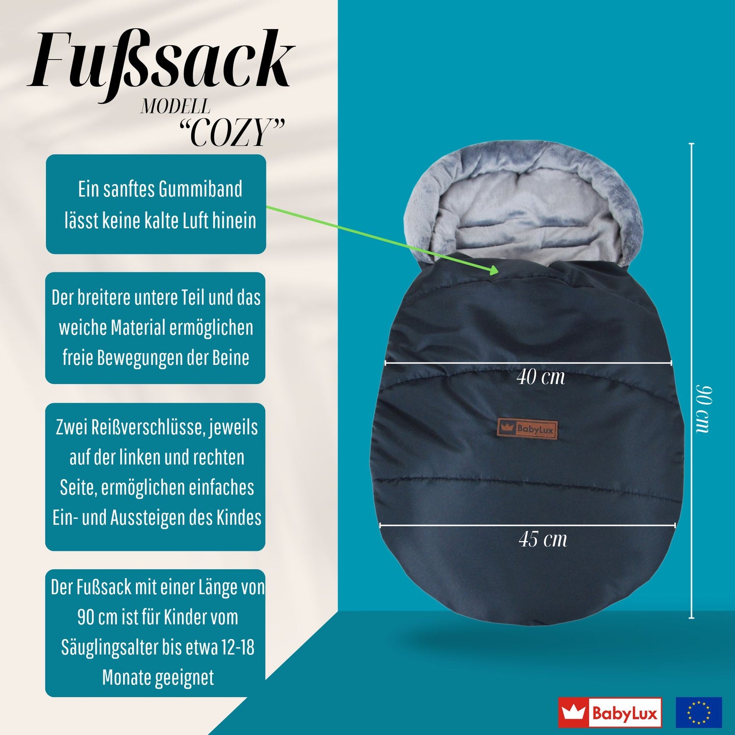 BABYLUX Fußsack Winterfußsack Kinderwagenfußsack Babyfußsack Kinderwagen "Cozy"