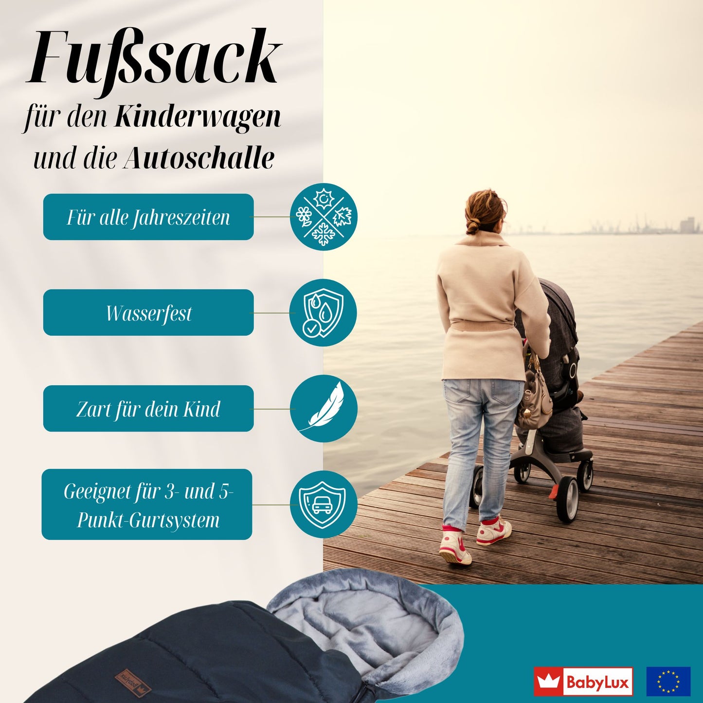 BABYLUX Fußsack Winterfußsack Kinderwagenfußsack Babyfußsack Kinderwagen "Cozy"