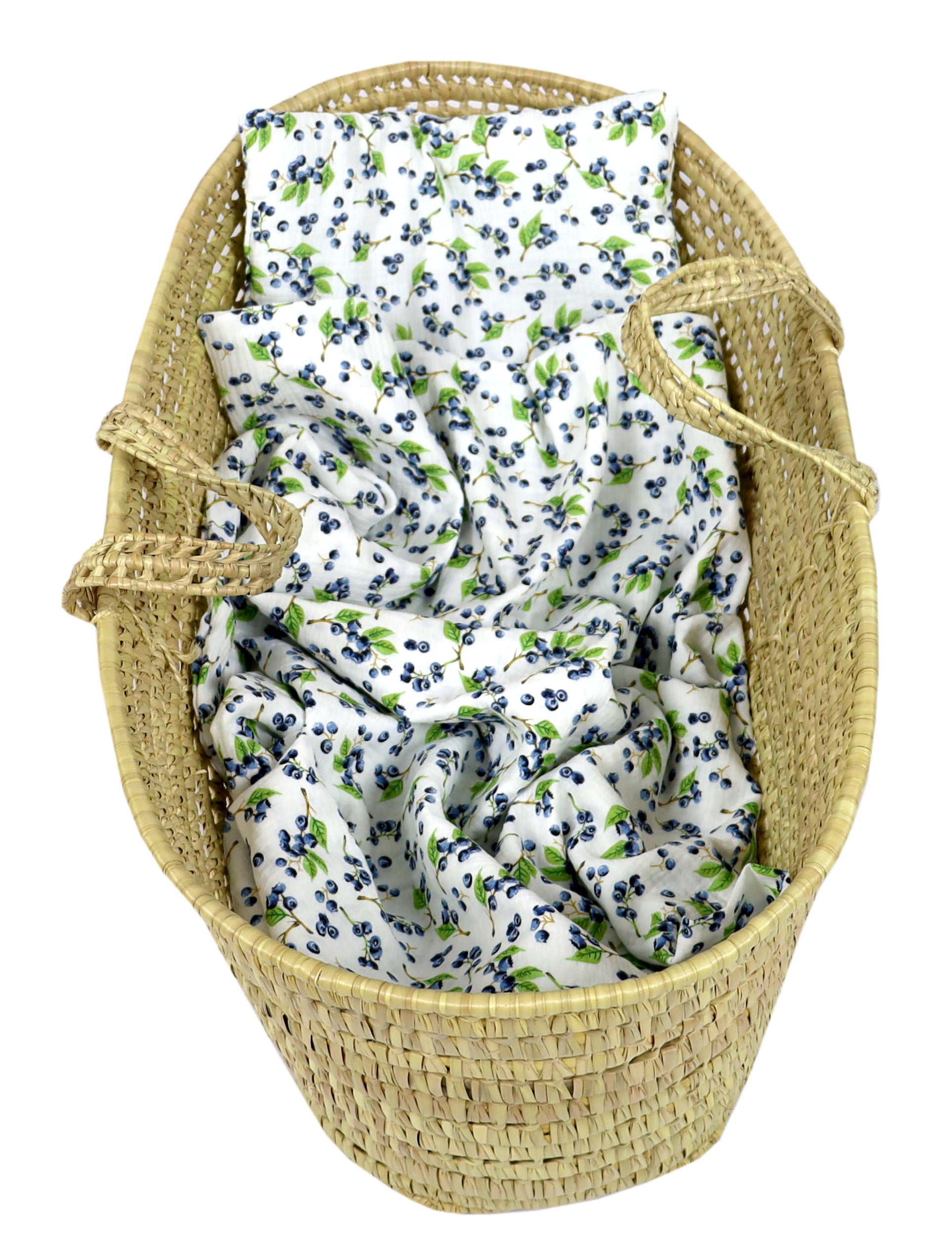 BabyLux Musselin Decke 75 x 100 cm + Kissen für Kinderwagen Wiege Babybett KD11 - Blaubeere