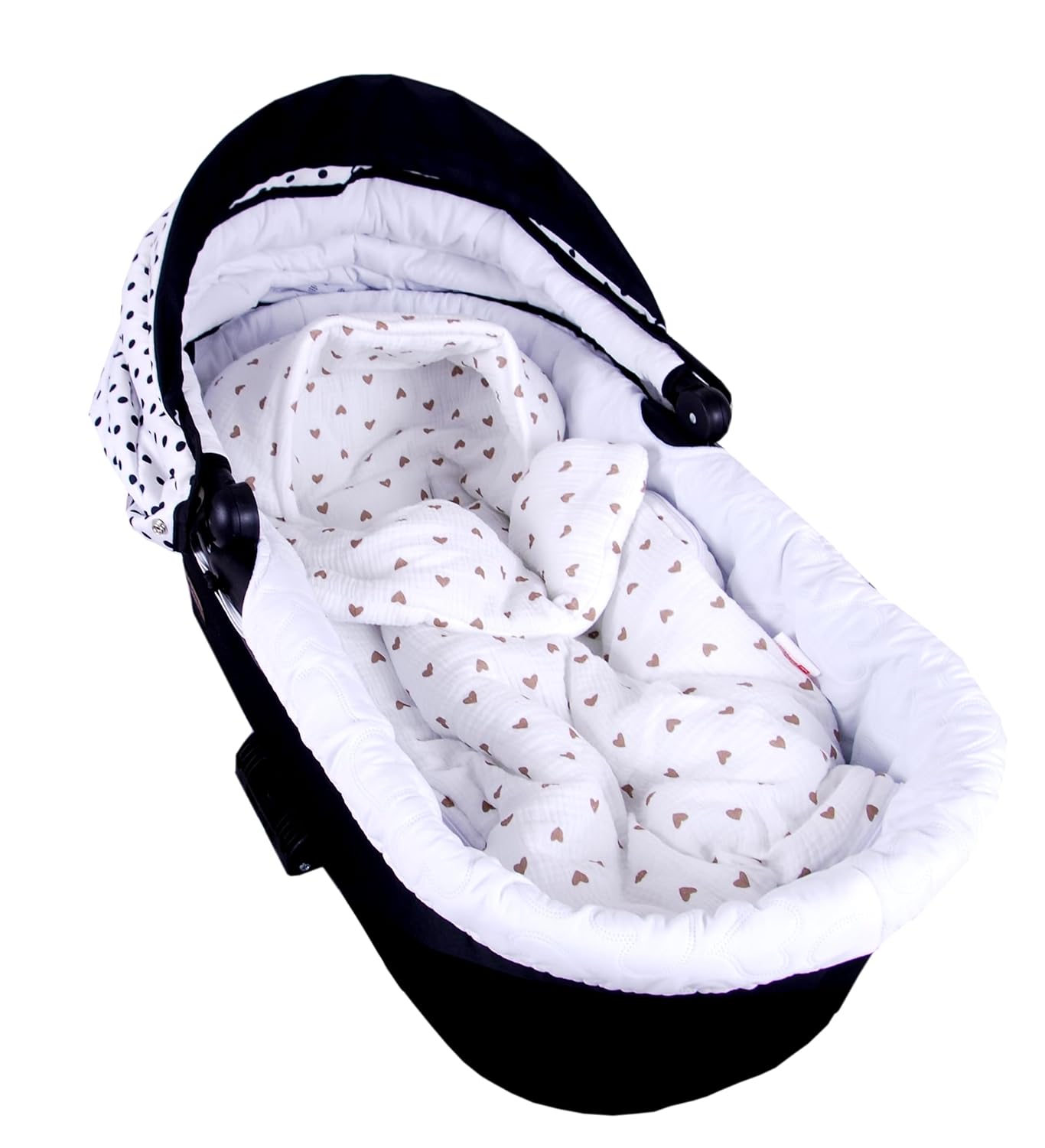 BabyLux Fußsack 90cm Musselin Babyschale Buggy Kinderwagen md3 - Musselin Herzen Braun