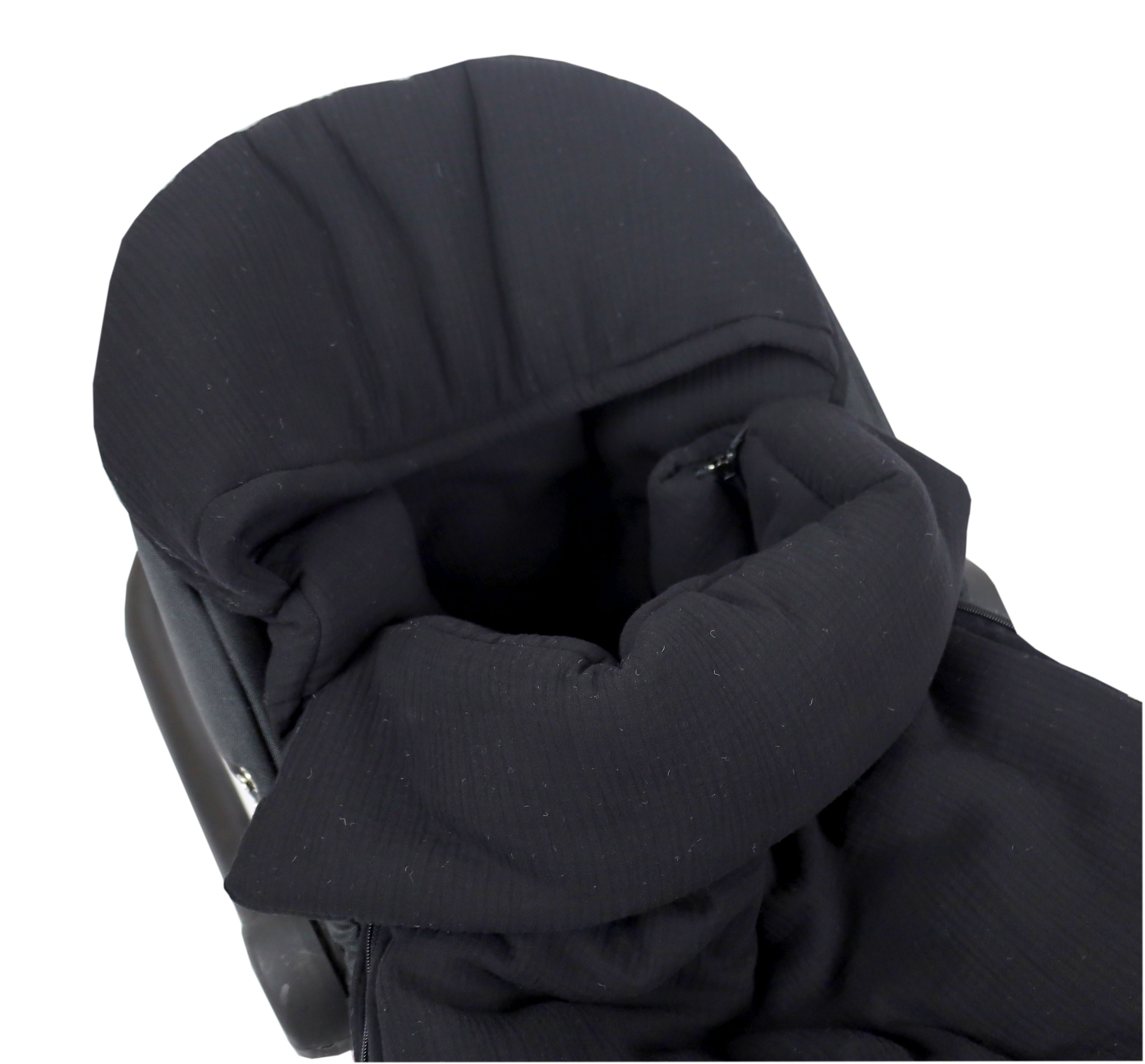 BabyLux Fußsack 90cm Musselin Babyschale Buggy Kinderwagen Musselin - Schwarz