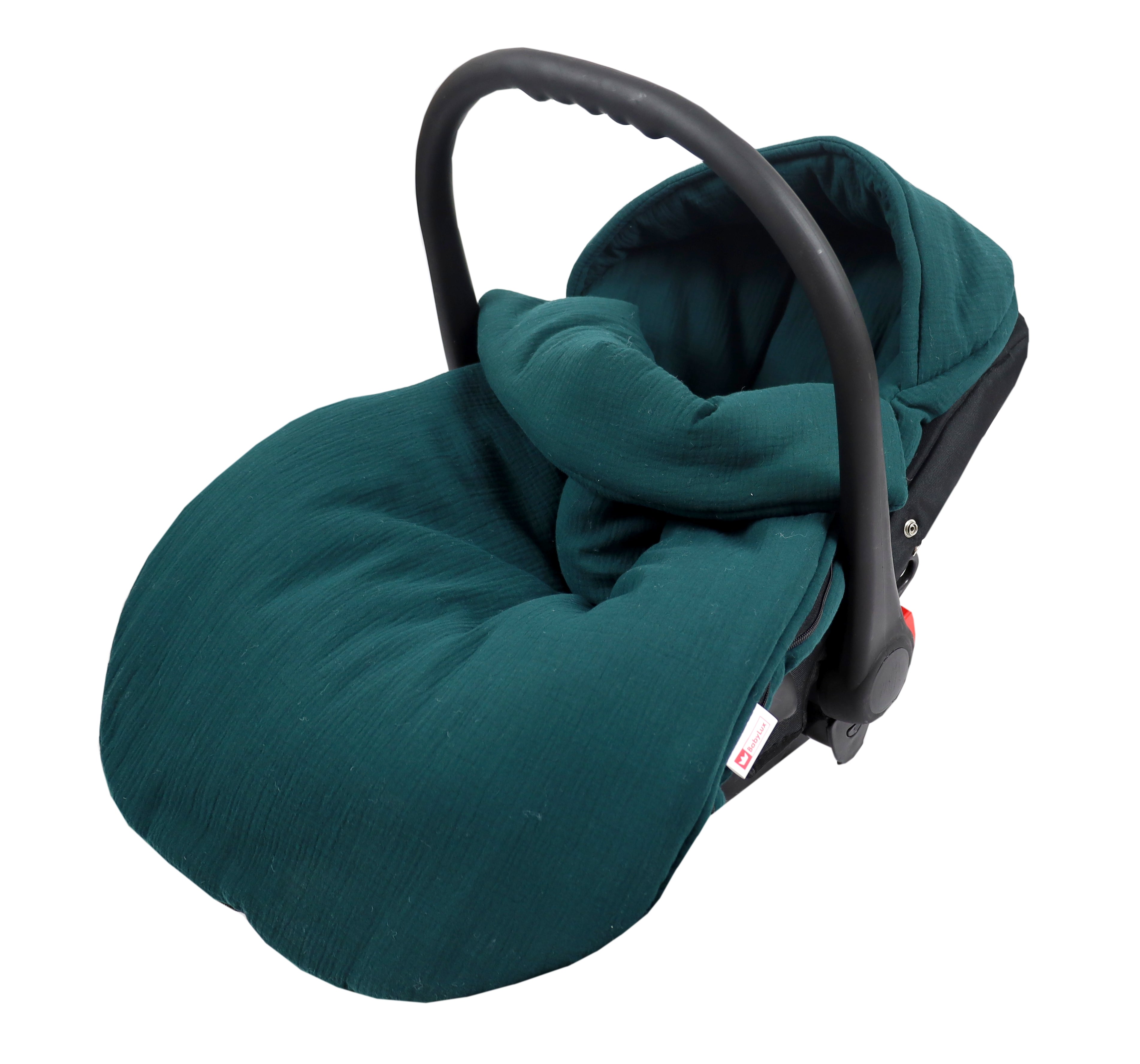 BabyLux Fußsack 90cm Musselin Babyschale Buggy Kinderwagen Musselin - dunkel Grün