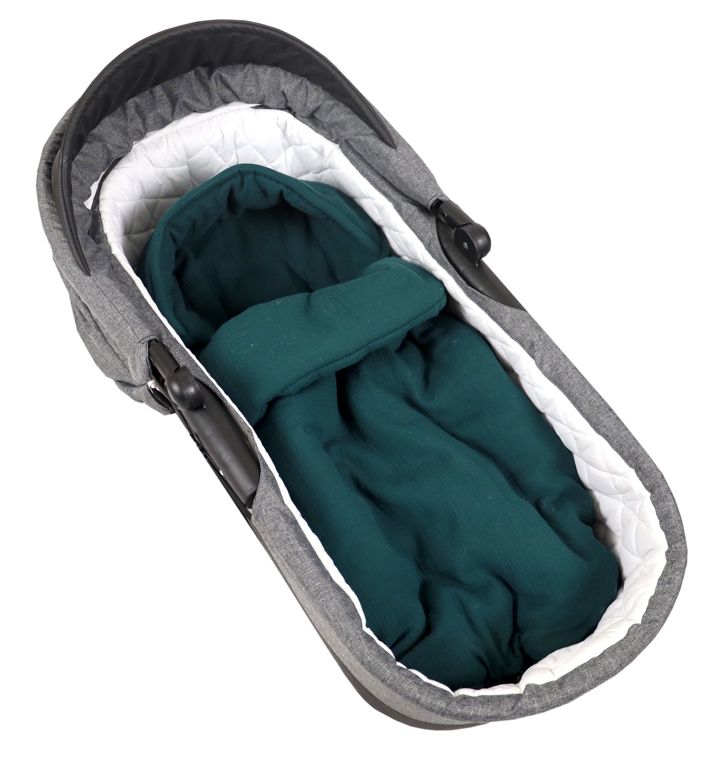 BabyLux Fußsack 90cm Musselin Babyschale Buggy Kinderwagen Musselin - dunkel Grün