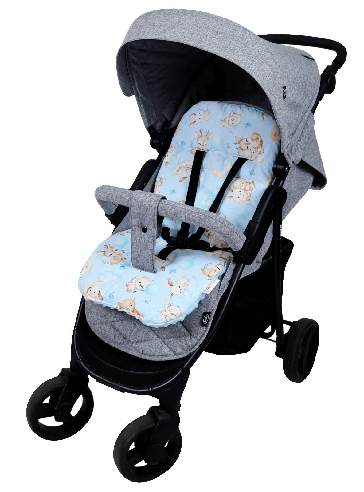 BabyLux Sitzauflage für Kinderwagen Buggy Sitzeinlage Kinderwagenauflage S163 Blau + Schnuckis