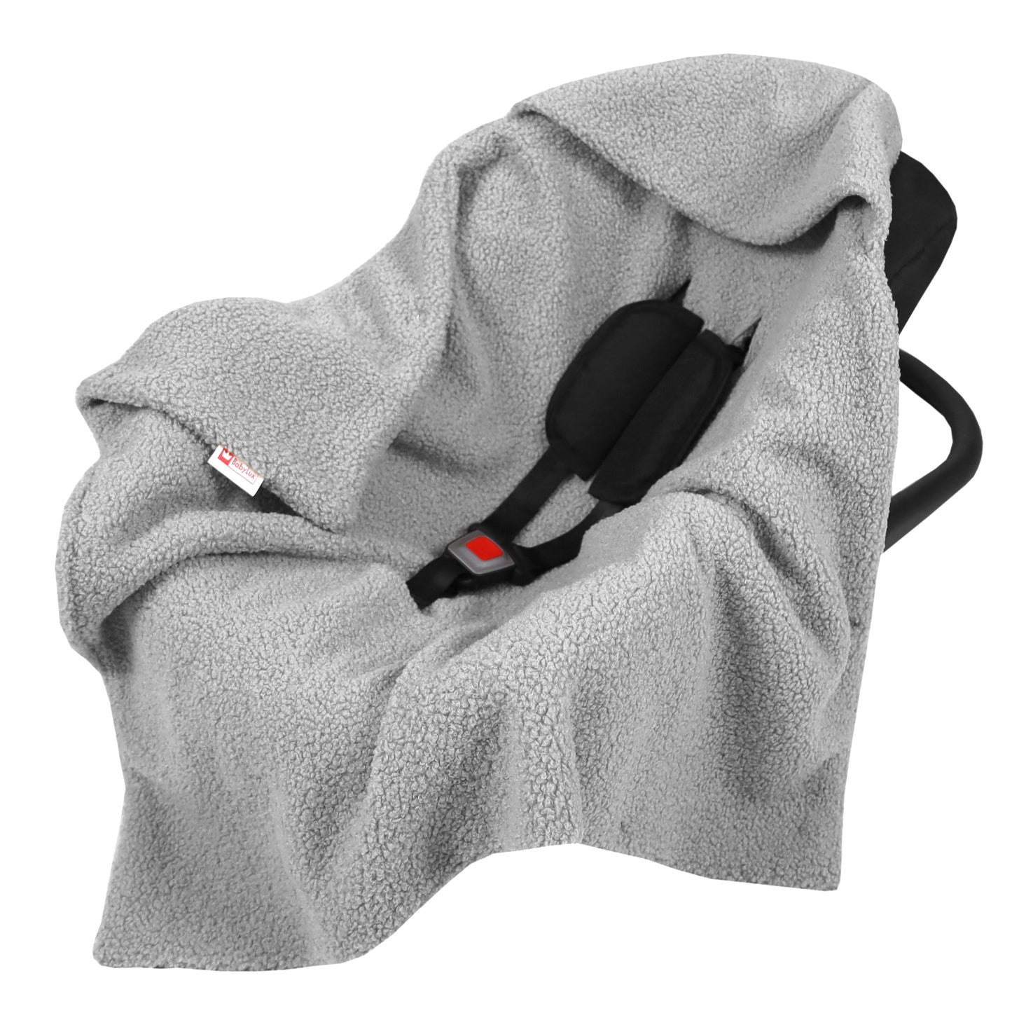 BabyLux Warme Einschlagdecke Bouclé 80x80 cm mit Kapuze für Babyschale Autositz