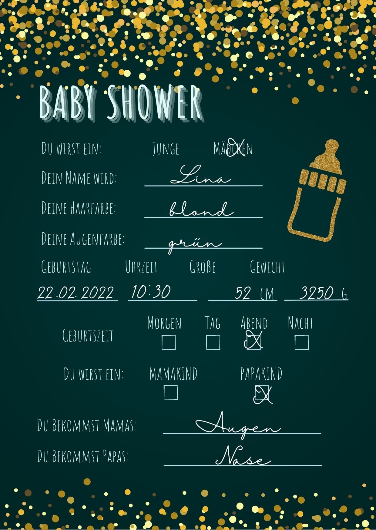 EMI&SAM Babyparty Wunschkarten Karten Junge&Mädchen Baby Shower 20St Dark