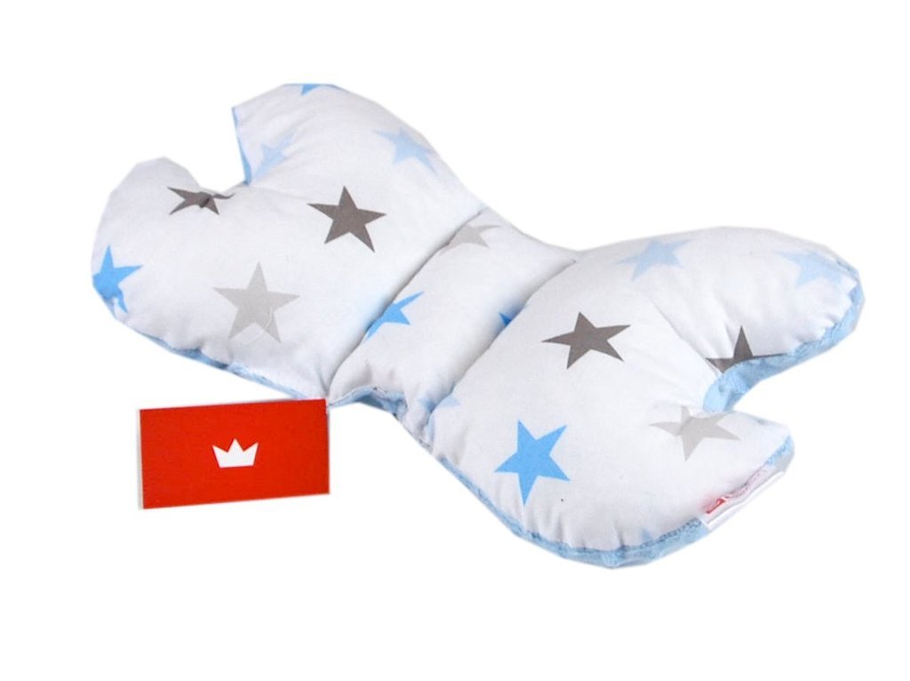 BABYLUX Kinderwagen 3 TLG SITZAUFLAGE Kissen Gurtschoner 4. Blau + Sterne