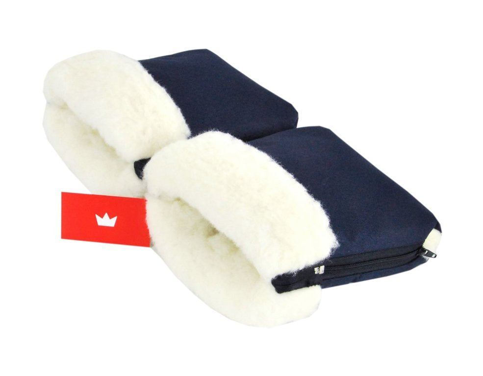 BabyLux Handmuff für Kinderwagen MUFF Reißverschluss MR13 Marine Blau + Wolle