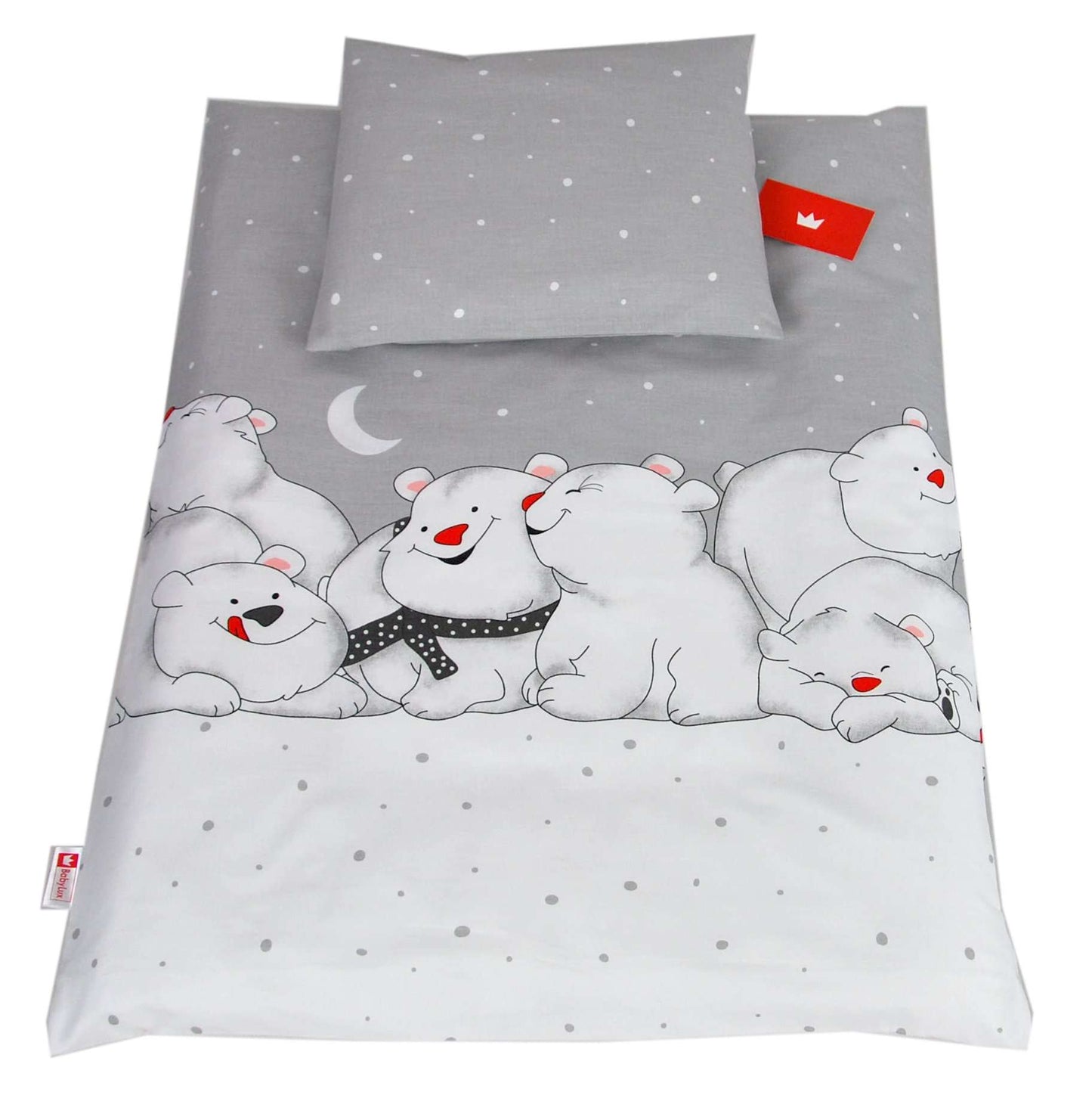 BABYLUX 2 tlg. Set Bezug für Kinderwagen Bettwäsche 60x78cm 84. Bäre Grau