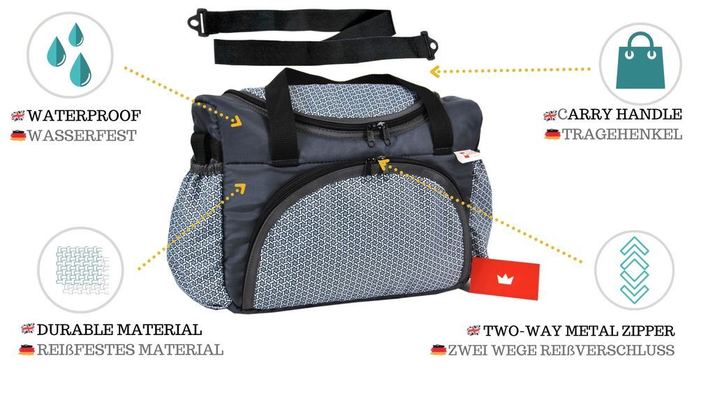 BabyLux Wickeltasche Kinderwagentasche Pflegetasche S3 71. Magic Grey