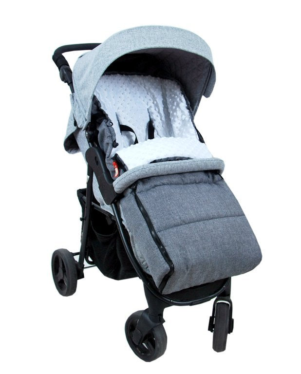 BABYLUX Fußsack 90cm MINKY Kinderwagen Buggy Babyschale Grau + Minky Weiß