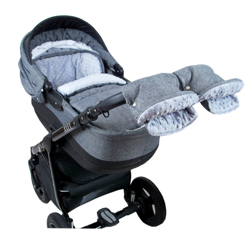 BABYLUX Fußsack 90cm MINKY Kinderwagen Buggy Grau + Minky Grau + Handmuff