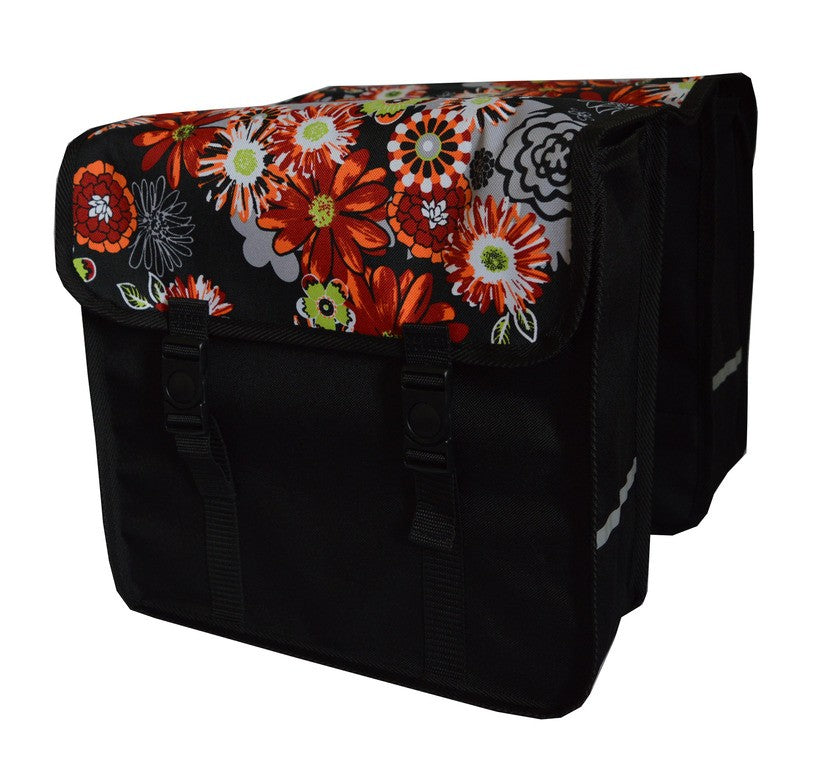 FAHRRADTASCHE ab 26 Zoll Satteltasche Gepäckträgetasche Doppelt 20. Duo Blumen (