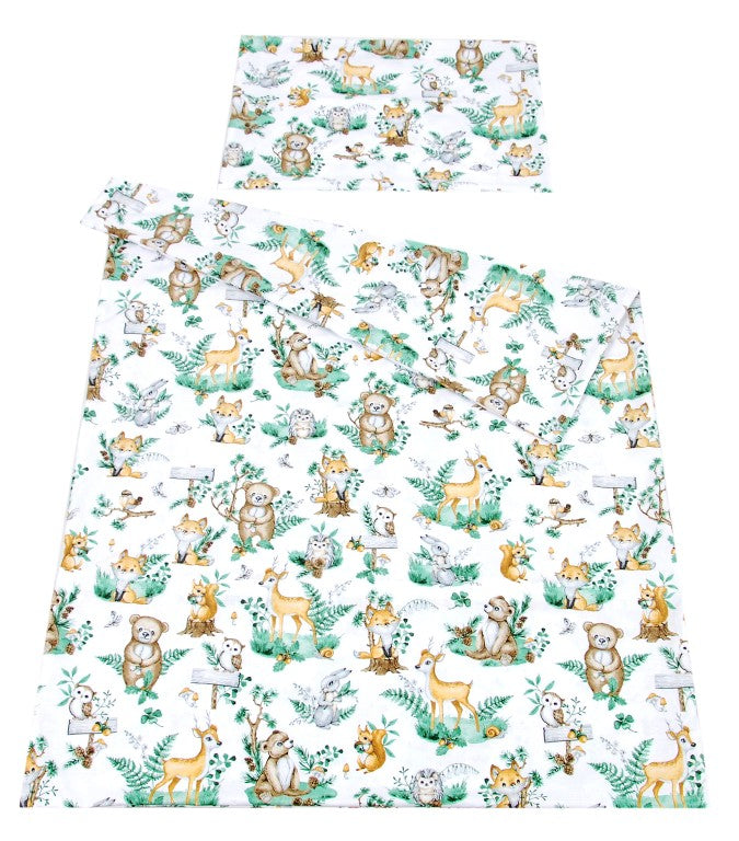 BABYLUX Kinderbettwäsche 2-teilig – Baumwolle, Reißverschluss, 90×120 / 100×135 cm (123. Waldtiere)