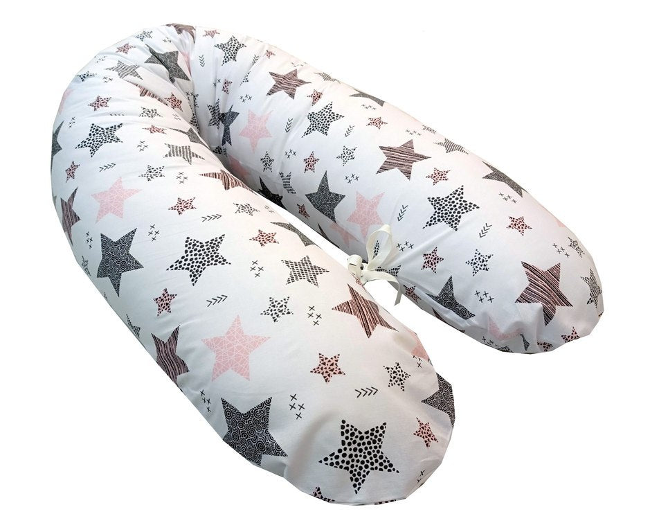 EMI&SAM Stillkissen 170cm Lagerungkissen Füllung EPS + Bezug 19. Sterne Rosa