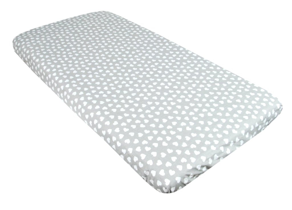 BABYLUX Spannbetttuch 60x120 / 70x140 cm Baby SPANNBETTLAKEN Kinderbett 95. Herzen Grau