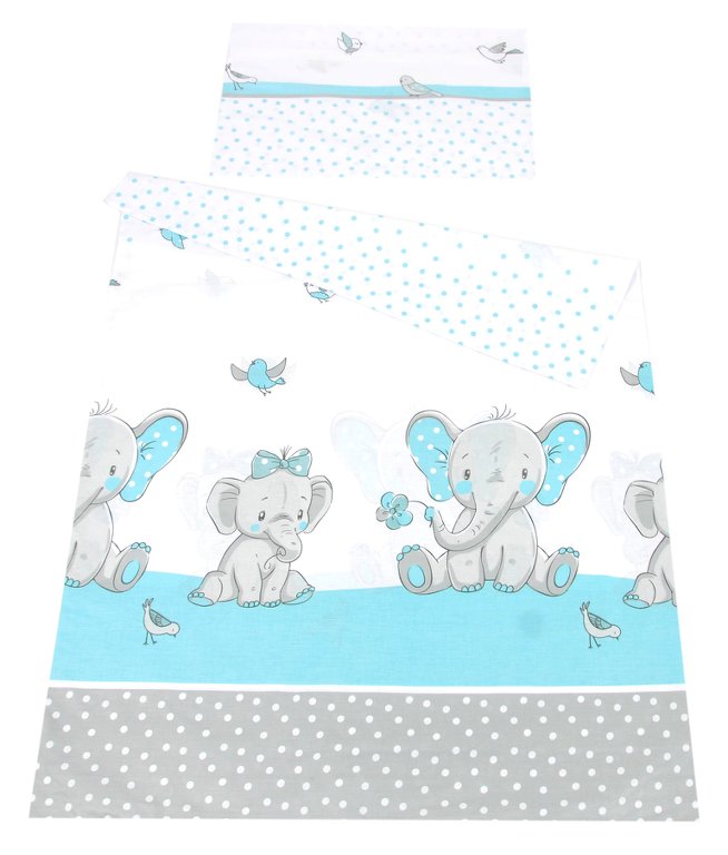 BABYLUX Kinderbettwäsche 2 Tlg. 90 x 120 cm Bettwäsche 111. Elephanten Türkis