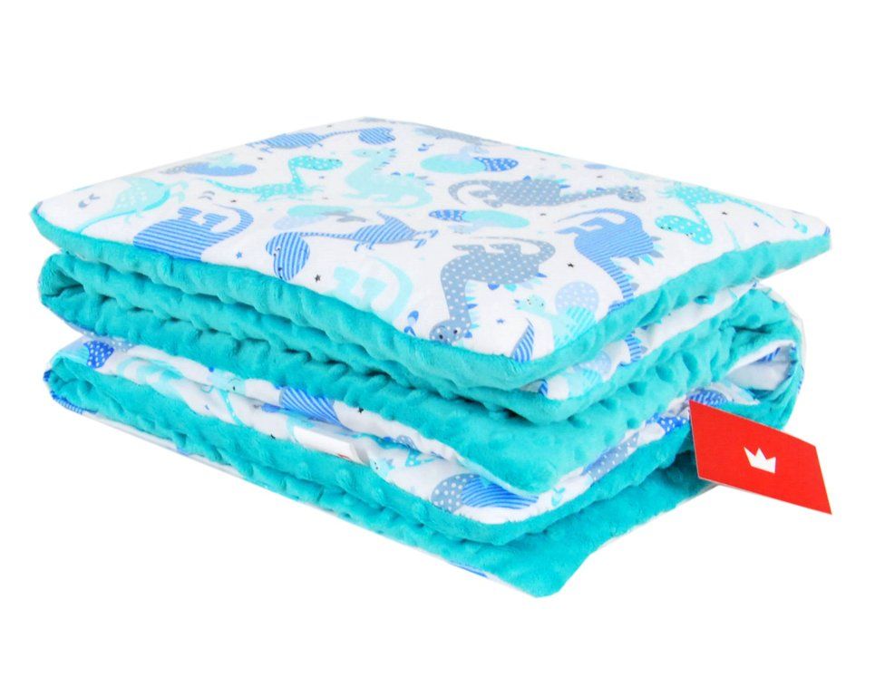BABYLUX Babydecke MINKY PLÜSCH Kinderwagen 75x60cm MP100 - Blau + Dino