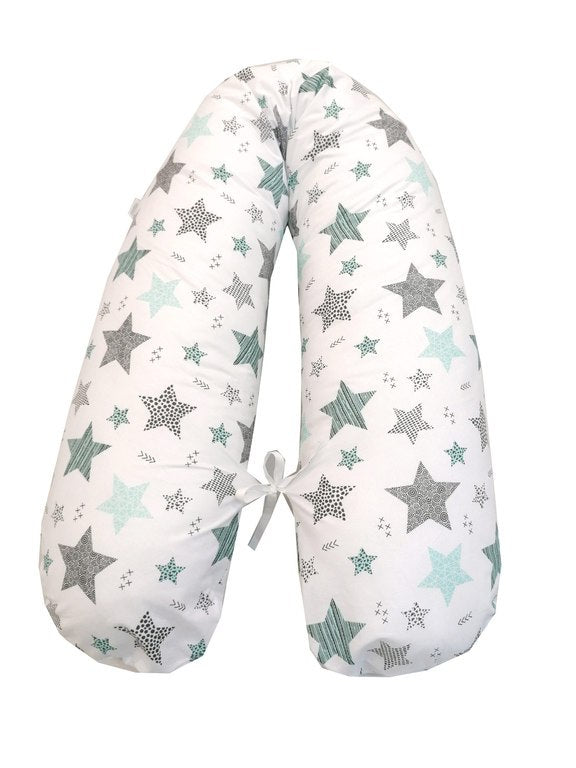 EMI&SAM Stillkissen 170cm Lagerungkissen Füllung EPS + Bezug 20. Sterne Minze