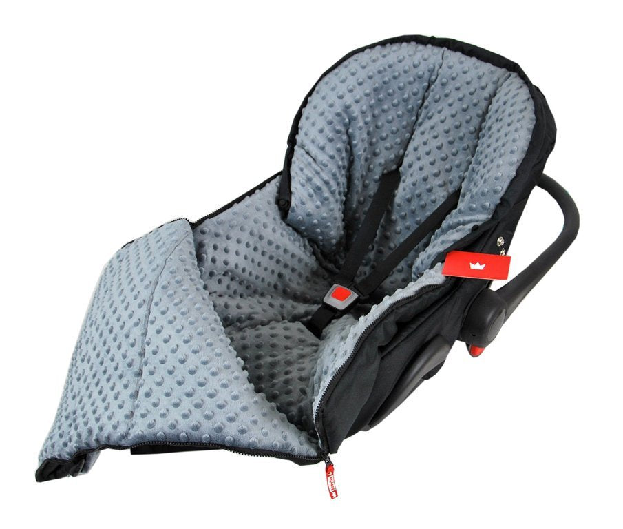 BABYLUX Fußsack 90cm MINKY Kinderwagen Buggy Babyschale Schwarz + dunkel Grau