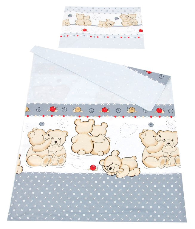 BABYLUX Kinderbettwäsche 2 Tlg. 100 x 135cm Bettwäsche EULE(61. Teddybären Grau)
