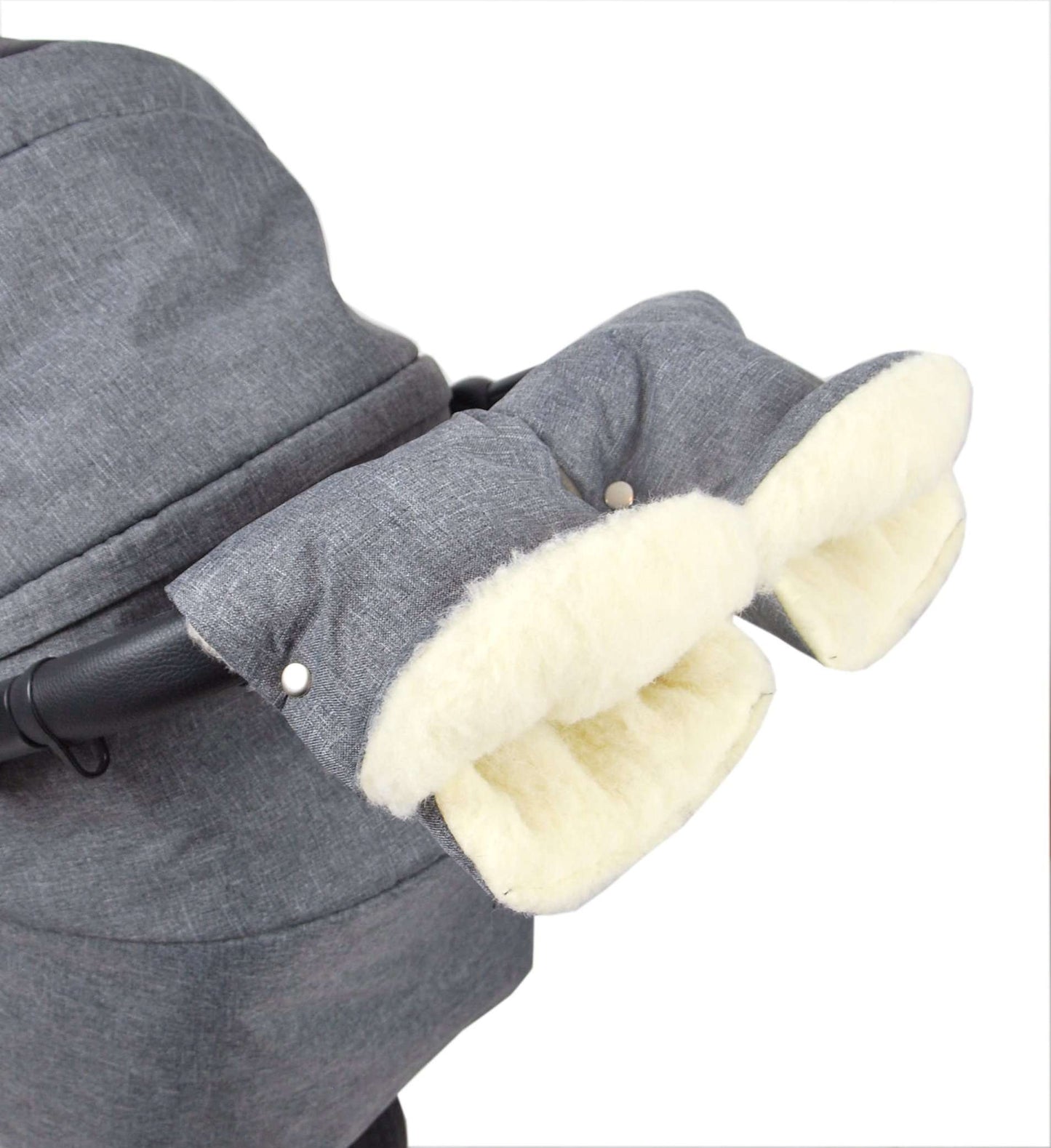 BABYLUX MUFF Handmuff Handwärmer Kinderwagen Buggy Handschuh 55. Lein + Lammwoll