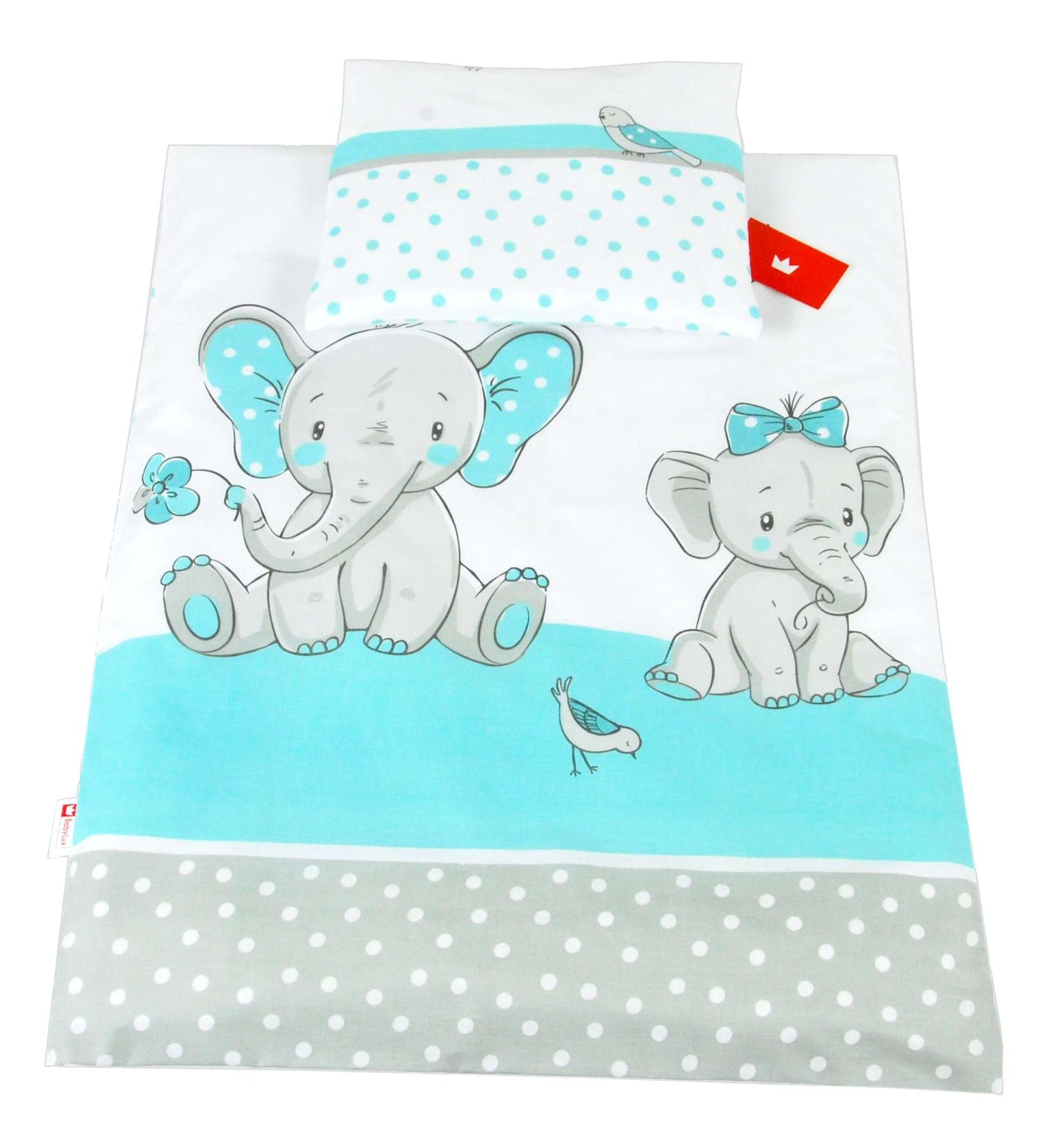 BABYLUX 2 tlg. Set Bezug für Kinderwagen Bettwäsche 60x78cm 111. Elephanten Tur
