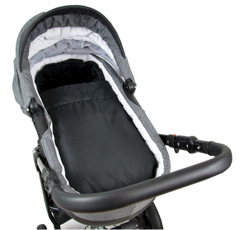 BABYLUX Fußsack 90cm MINKY Kinderwagen Buggy Babyschale Schwarz + Schwarz
