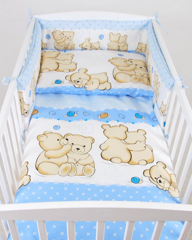 BABYLUX Bettumrandung NESTCHEN mit Kopfschutz 210 x 30 cm 63. Teddybären Blau