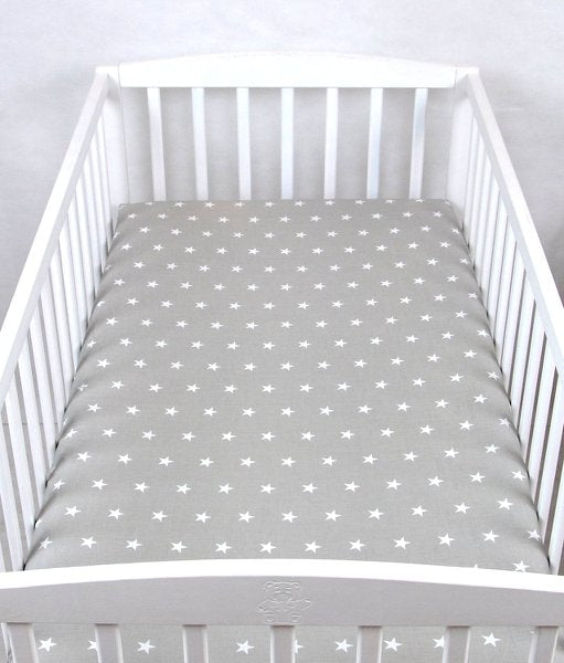 BABYLUX Spannbetttuch 60x120 / 70x140 cm Baby SPANNBETTLAKEN Kinderbett 91. Sterne Grau