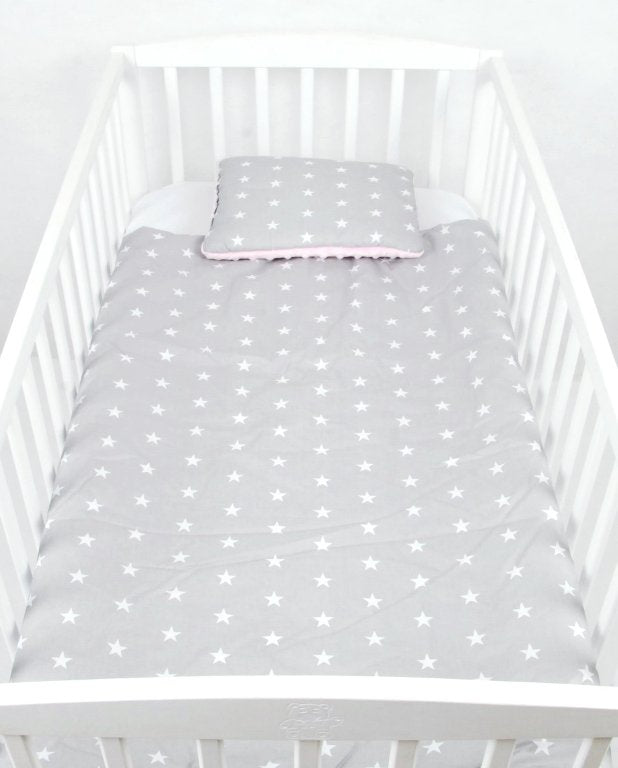 BABYLUX Babydecke Krabbeldecke MINKY Decke 75x100 cm mit Kissen 4K. Rosa + Stern