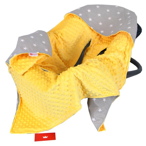 BabyLux EINSCHLAGDECKE 90x90 cm Babyschale Minky Decke 6. Gelb + Sterne