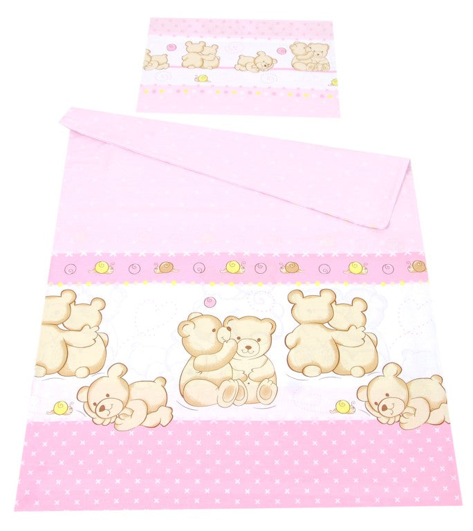 BABYLUX Kinderbettwäsche 2 Tlg. 100 x 135cm Bettwäsche EULE(64. Teddybären Rosa)