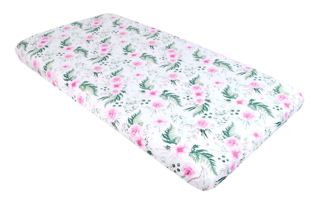 BABYLUX Spannbetttuch 60x120 / 70x140 cm Baby SPANNBETTLAKEN Kinderbett 110.Wilde Blüten