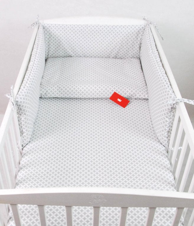 BABYLUX Bettumrandung NESTCHEN mit Kopfschutz 210 x 30 cm 106. Marokko Grau