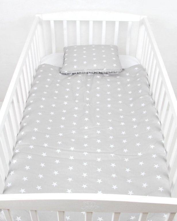 BABYLUX Babydecke Krabbeldecke MINKY Decke 75x100 cm mit Kissen 5K. Grau + Stern