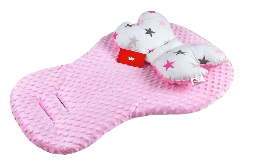 BABYLUX Kinderwagen 2 TLG SITZAUFLAGE Kissen 10. Rosa + Sterne
