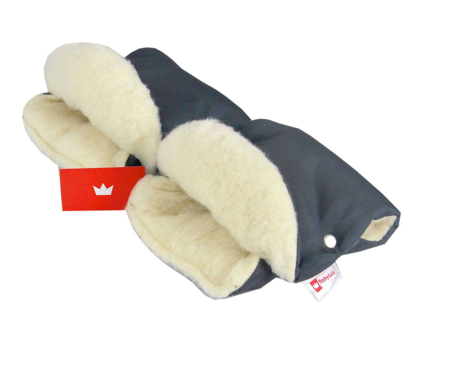BABYLUX MUFF Handmuff Handwärmer Kinderwagen Buggy Handschuh 14. Graphit + Lammw