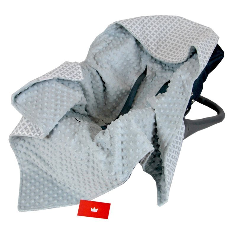 BabyLux EINSCHLAGDECKE 90x90 cm Babyschale Minky Decke 5. Grau + Maroko