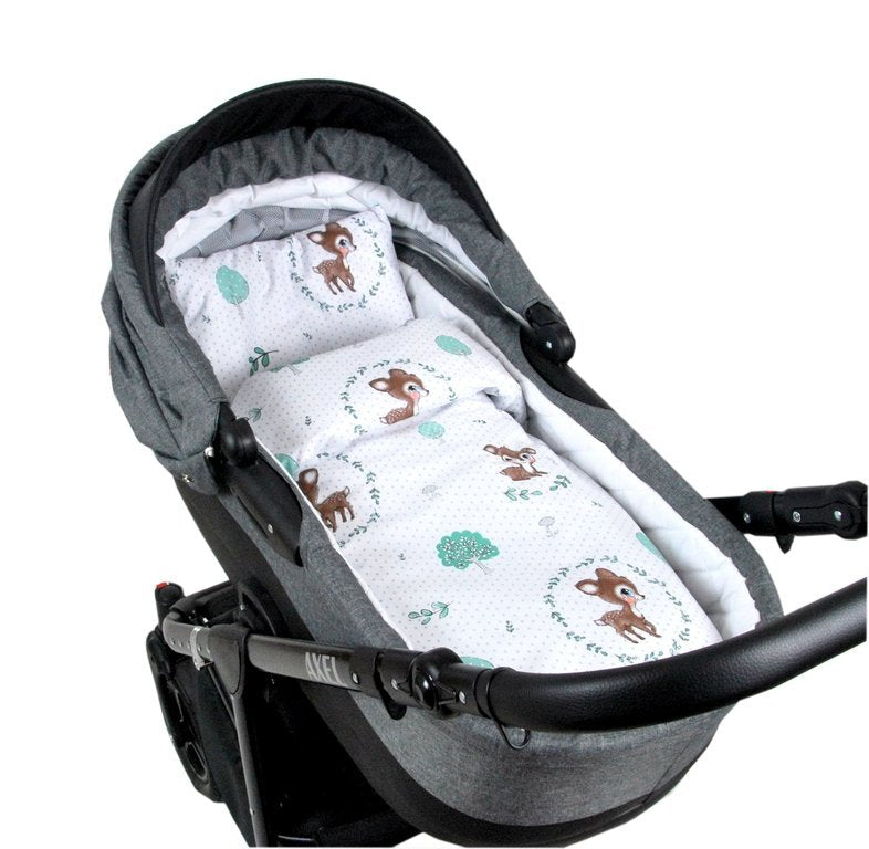 BABYLUX 2 tlg. Set Bezug für Kinderwagen Bettwäsche 60x78cm 120. Wald Reh