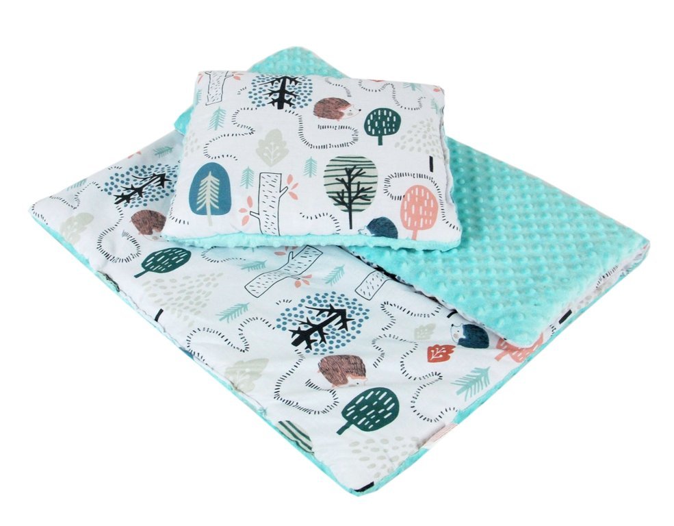 BABYLUX Babydecke MINKY PLÜSCH Kinderwagen 75x60cm MP119 - Minze - Igel