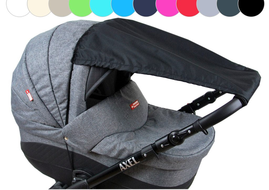 BABYLUX Sonnenschutz SONNENSEGEL für Kinderwagen UNI Buggy UV Schutz Schwarz