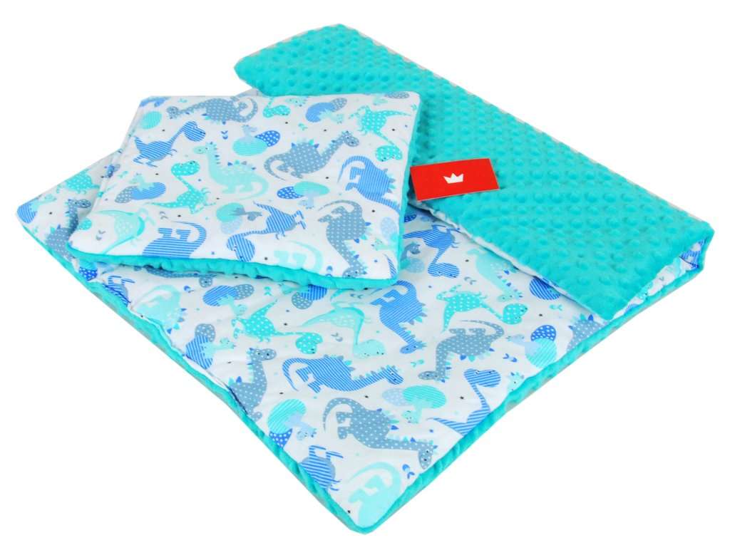 BABYLUX Babydecke MINKY PLÜSCH Kinderwagen 75x60cm MP100 - Blau + Dino