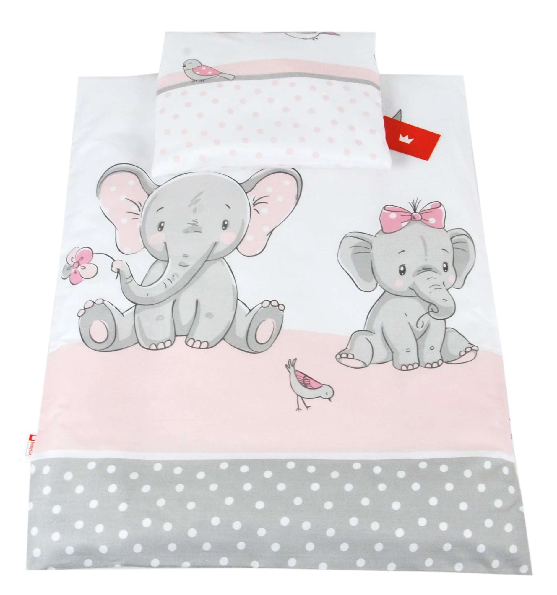 BABYLUX 2 tlg. Set Bezug für Kinderwagen Bettwäsche 60x78cm 112. Elephanten Cor