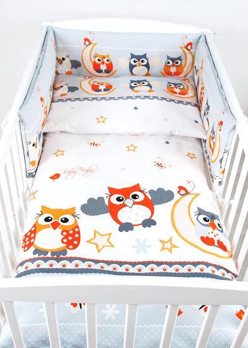 BABYLUX Bettumrandung NESTCHEN mit Kopfschutz 210 x 30 cm 57. Eule Grau